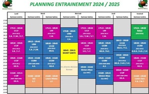 Planning entraînements 2024/2025