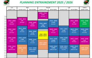 Planning entraînements 2025/2026