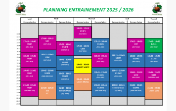 Planning entraînements 2025/2026